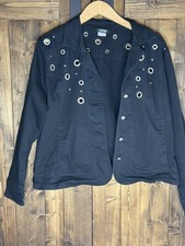 Woman’s Tia  Black Denim’s Jean Jacket Rhinestone Size Medium NWT