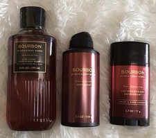 1 Bath Body Works UNISEX BOURBON BODY SPRAY, DEODORANT BODY WASH SET