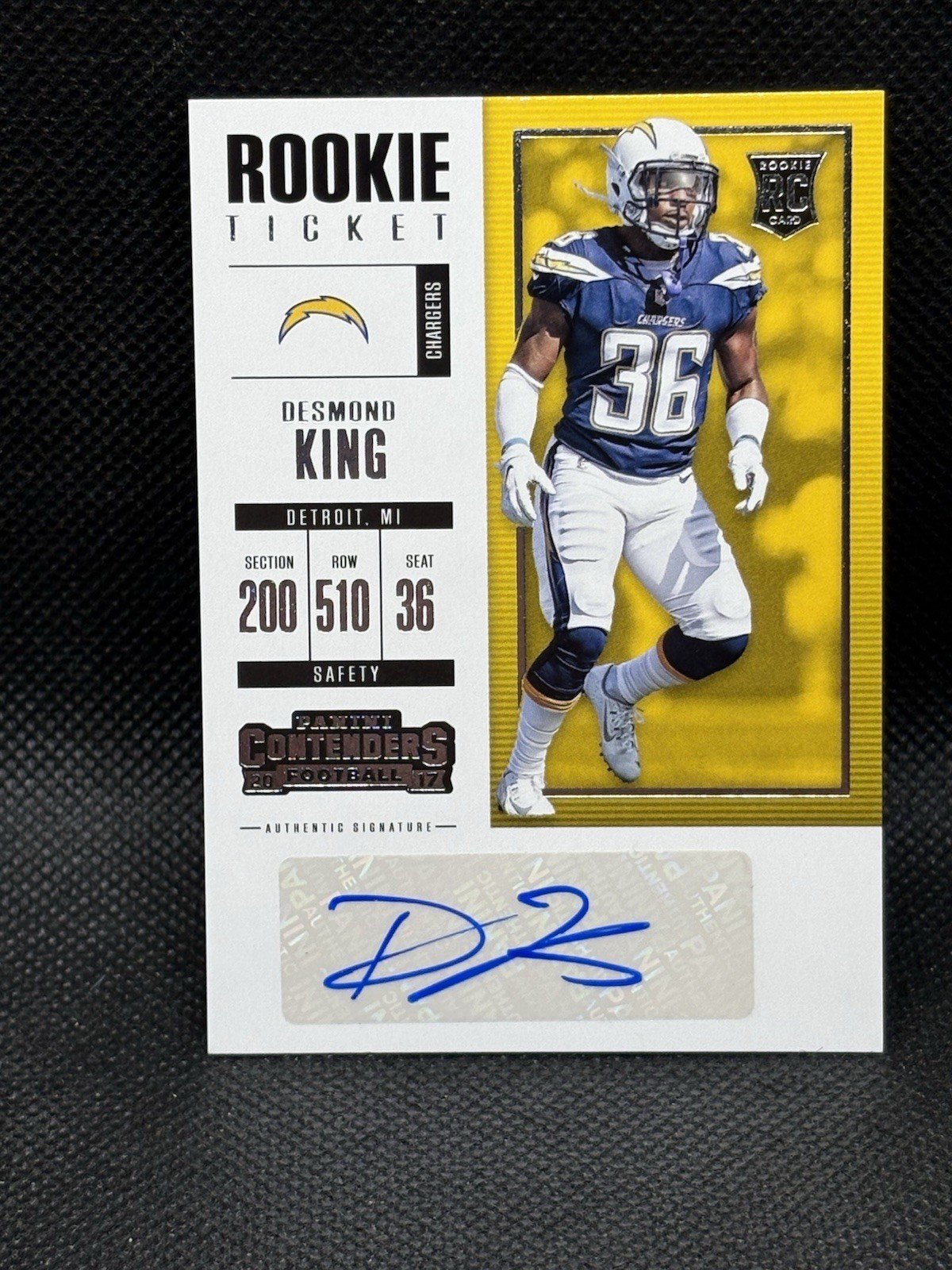 Desmond King Panini Contenders #124 Autograph