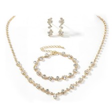 Unicra Bride Crystal Necklace Earrings Set Bridal Wedding Jewelry Sets Rhineston