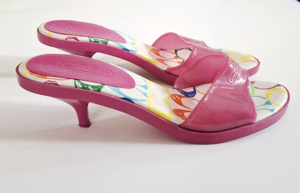 Y2K Vintage Coach Pink Jelly Kitten Heels Size 8 - Image 2 of 4
