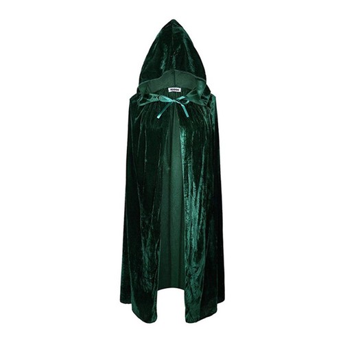 HAPNBCELE Robe De Sorcier Velours Médiéval - Cape à Capuche Homme Femme - Costume Renaissance Manches Longues - Noir, Violet, Vert...