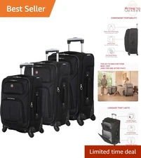 Luggage Set Softside Expandable 3-Piece Carry-On Checked Suitcases Travel
