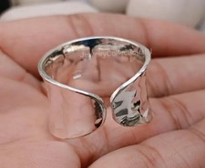 Hammered 925 Sterling Silver Artisan Statement Ring Adjustable Ring For All size
