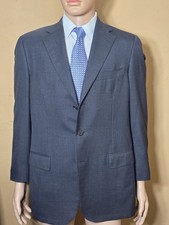 Ermenegildo Zegna US 40R Blazer Charcoal Gray Blue Wool Suit Jacket Italy