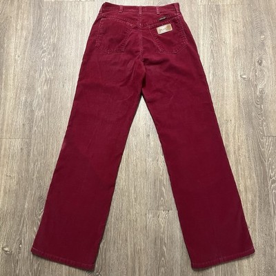 Vintage Wrangler High Waist Cordhose rot weites Bein Damen UK Größe 8 (lang)