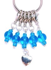 MikieLou Stitch Markers Premium Sky Blue Glass Heart Charm Knitting Crochet
