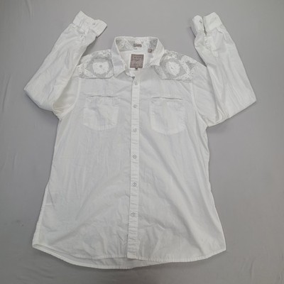 Guess Button Up Shirt Mens Extra Extra Large White Slim Fit Paisley Casual Dress