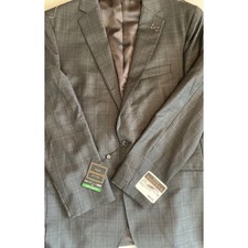 Jos. A. Bank Reserve Sustainable Suit Jacket 44/38 Charcoal Grey Plaid Wool Reda