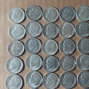 50 Roosevelt Dimes Mixed Dates Lot 10C Business Strike Circulated Uncertified