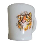 Vintage Fire King Esso Exxon Tiger Coffee Cup Mug White Milk Glass Gas Stations