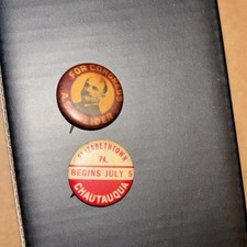 2 pins bouton PA Chautauqua Elizabethtown Whitehead Hoag & A S Kreider congrès