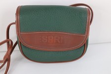 Borsa a tracolla vintage anni 90 Esprit Babydoll Spell Out in pelle verde marrone