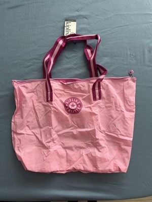 Kipling Davian Packable Tote Bag Pink Lightweight Travel Gym Carry On Tote NEW