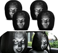 Ghost Face Headrest Covers for Car, Scary Face Auto Seat Universal Fit Protector