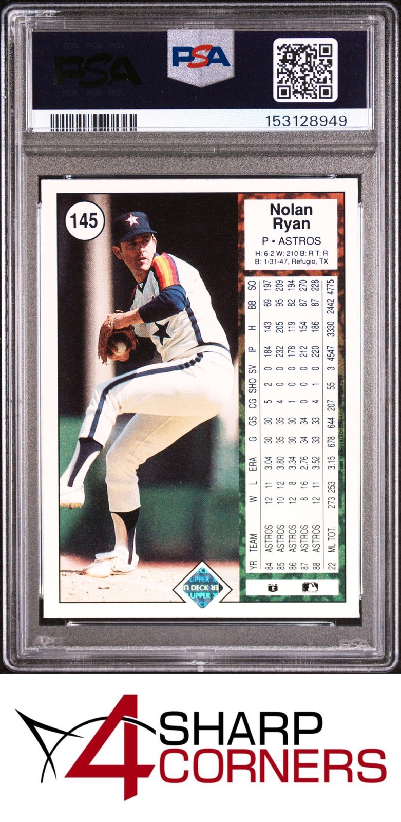 1989 UPPER DECK #145 NOLAN RYAN ASTROS HOF PSA 10 view 2
