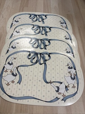 4 Vintage Vinyl Tischsets Gänse Gänse Landhaus Gänsekern 90er - Bild 1 von 4