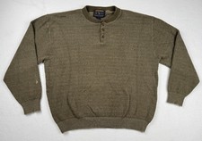 Woolrich Made in USA Textured Knit Henley Sweater Tan Size Large