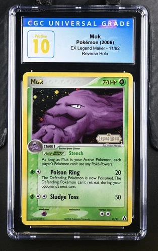 CGC 10 Pristine Muk 2006 EX Legend Maker 11/92 Reverse Holo STAMP Pokemon Pop 6