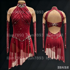 Figure Skating Dress Ice Skating Dress dark red Halo Competition Skating