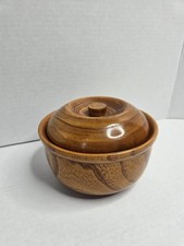 Lidded Wooden Bowl Tea Kitchen Storage Natural