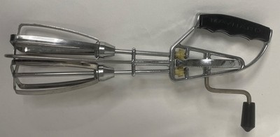 Vintage Hand Whisk Egg Beater Black Handle Retro Kitchen Utensil Maynard Brand