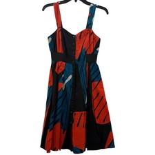 Maeve Anthropologie Fragmented Pipevine & Flare Button Front Casual Size 0