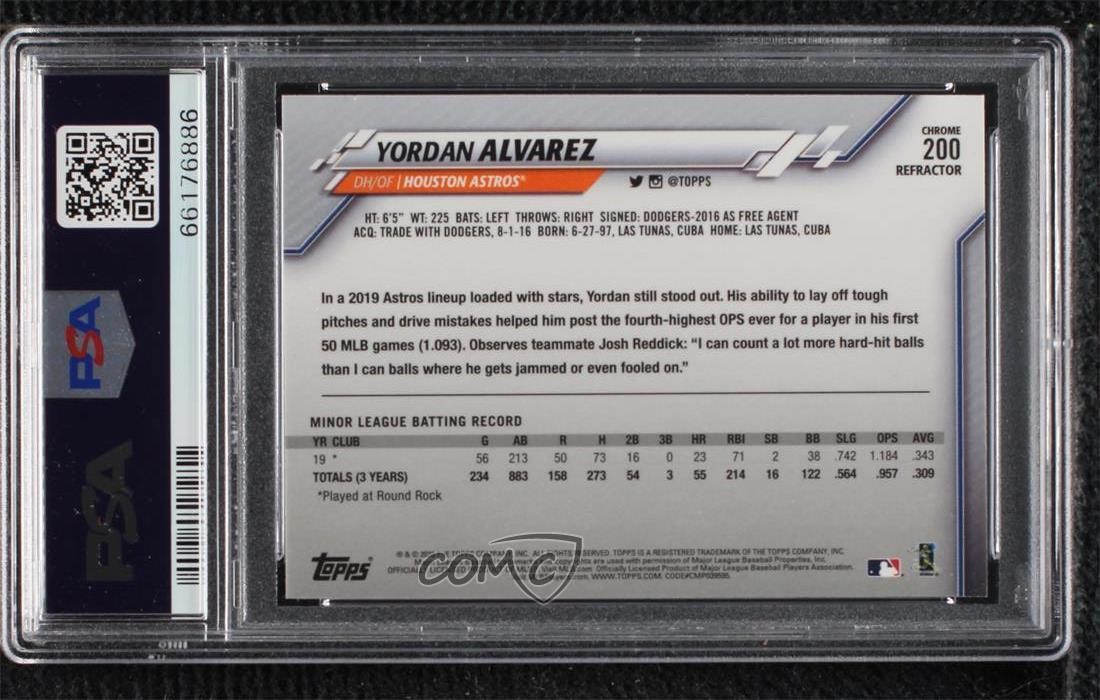2020 Topps Chrome X-Fractor Yordan Alvarez #200 PSA 9 MINT Rookie RC view 2