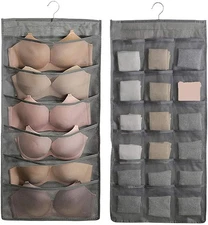 24 Pockets Hanging Wardrobe Bra Storage Organizer Socks Underwear Clothes Hanger