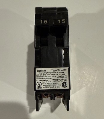 Siemens B1515 Tandem 15A-15A Type BT Circuit Breaker New