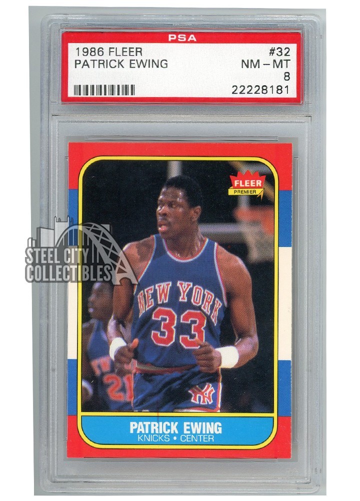 Patrick Ewing 1986 Fleer Rookie Card #32 PSA 8 NM-MT
