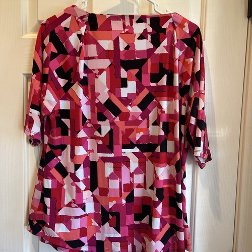 Liz Claiborne elegante stretchige Bluse Tunika Damen XL rosa schwarz - Bild 6 von 6