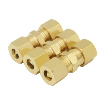 10PCS Brass Compression Fitting 1/4'' Tube OD x 1/4'' OD Union Connector Coupling