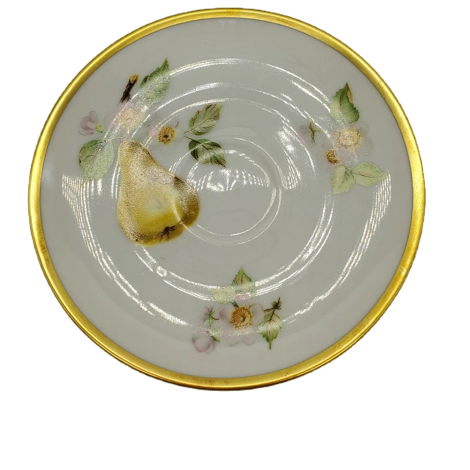 Platillo Hutschenreuther Nobleese de pera y flores 4,5 pulgadas borde dorado Alemania LHS Foto 2 de 3