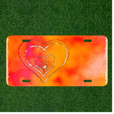 Creative License Plate Auto Tag With Cool Heart With Orange Background Design Creative License Plate Auto Tag With Cool Heart With Orange Background Design