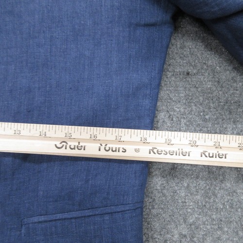 Zara Jacket Mens 40 Blue Linen Long Sleeve Blazer Notch Lapel Single Breast Coat - Picture 13 of 23