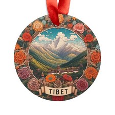 Tibet Landscape, Tibetan Travel Round Acrylic Ornament, Personalized Gift