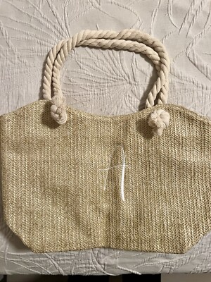 Monogrammed Initial  A  Woven Straw Shoulder Purse Natural Tote Bag Beach Cruise