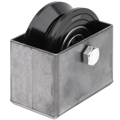 3.5'' V-Groove Gate Wheels Solid Steel Heavy Duty With Weldable Wheel Box Black