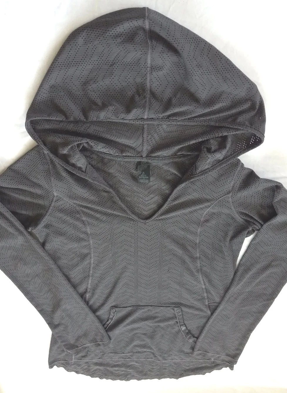 Prana Women's Long-sleeved Mesh Breathable Pullover Hoody Jacket Medium Black