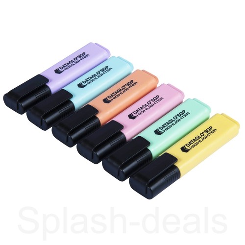 6 x Assorted Pastel Highlighter Pens - Vivid Pastel Marker School - Handy Wallet