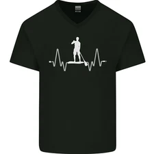 Paddleboard Pulse Paddle Boarding ECG Mens V-Neck Cotton T-Shirt