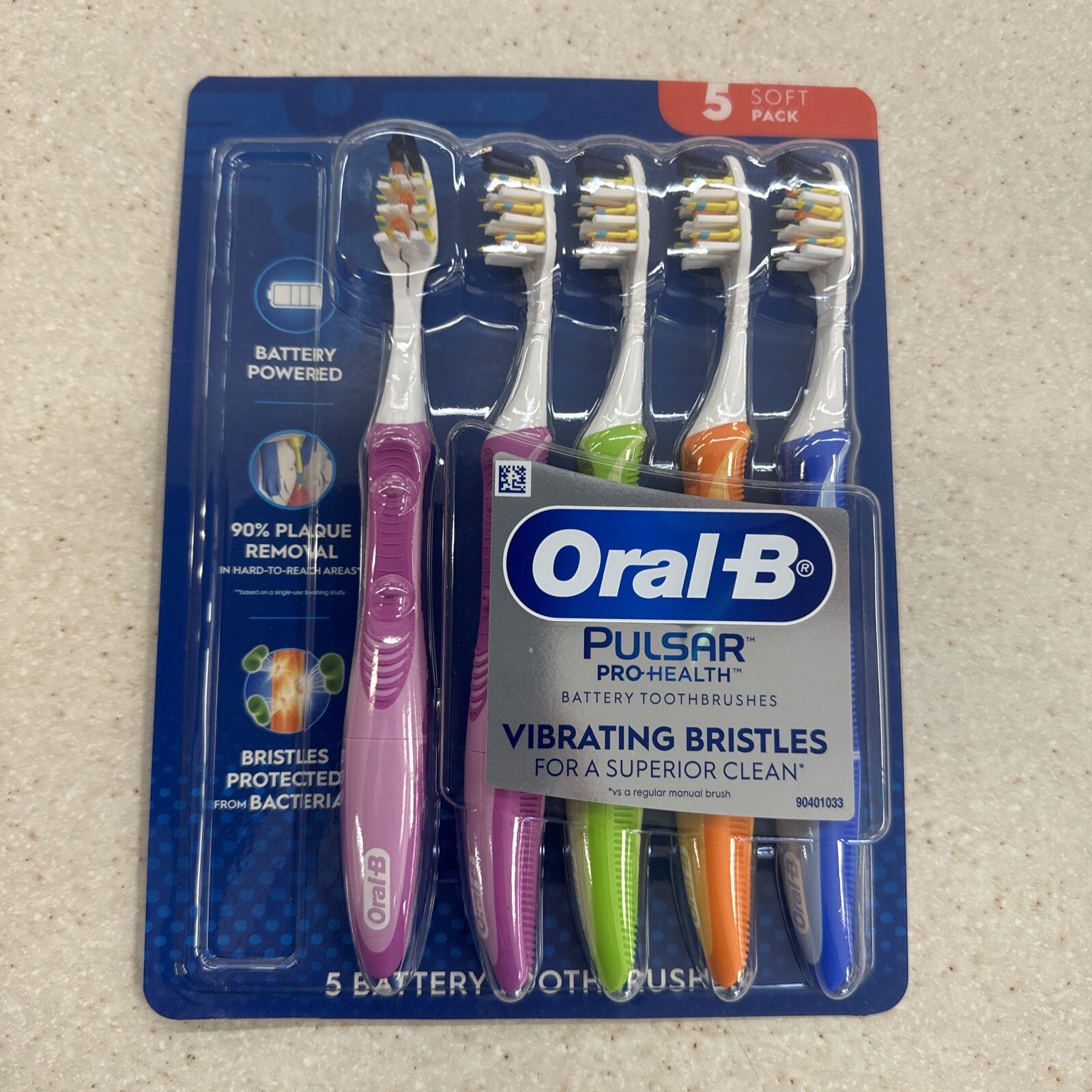OralB Pulsar ProHealth Battery Powered Toothbrush SOFT Bristle 5pack