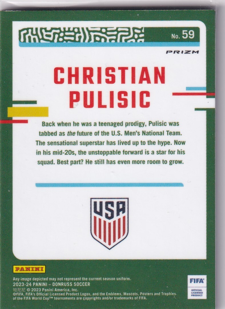Panini Donruss Optic Soccer Card 2023-24 No. 59 Christian Pulisic
