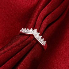 0.80 Ct Round Cut Lab-Created Wedding Curved Band Ring 925 Sterling Silver