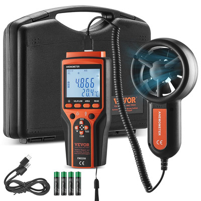 Split Handheld Anemometer, 14 -140 , Digital Wind Speed CFM Meter Gauge with LED