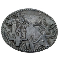 Cattle Drive Belt Buckle Vintage Sheplers Cowboy Horse Western Wear Cow Ranch