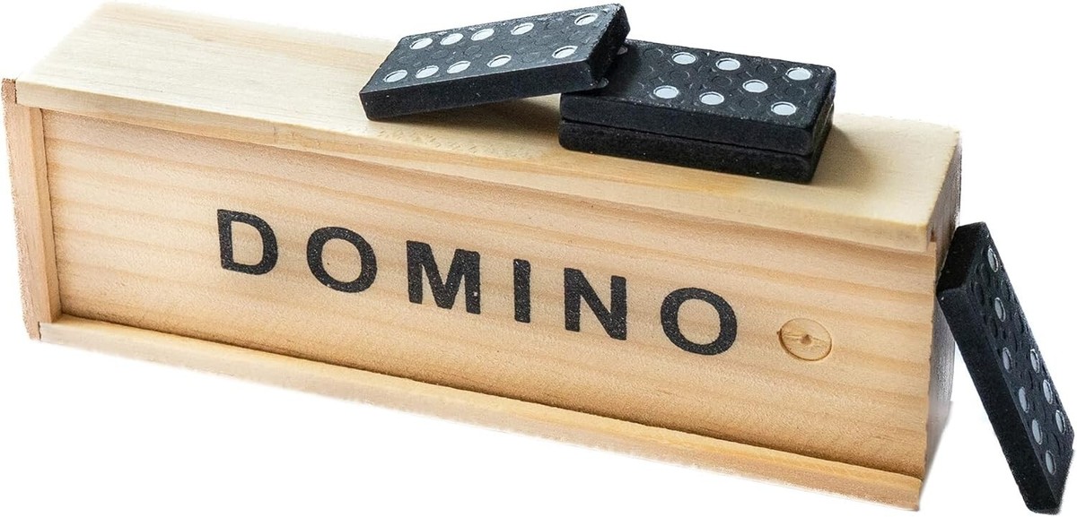 JEU DE 28 dominos ancien en os et ébène dans sa boite d'origine EUR 40
