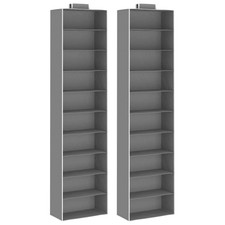 2x Hanging Closet Organisers With 4/6/10 Shelves Fabric Black/grey Vidaxl
