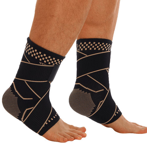 COPPER Compression Ankle Brace Foot Heel Sleeve Arthritis Pain Relief Support - Picture 8 of 15